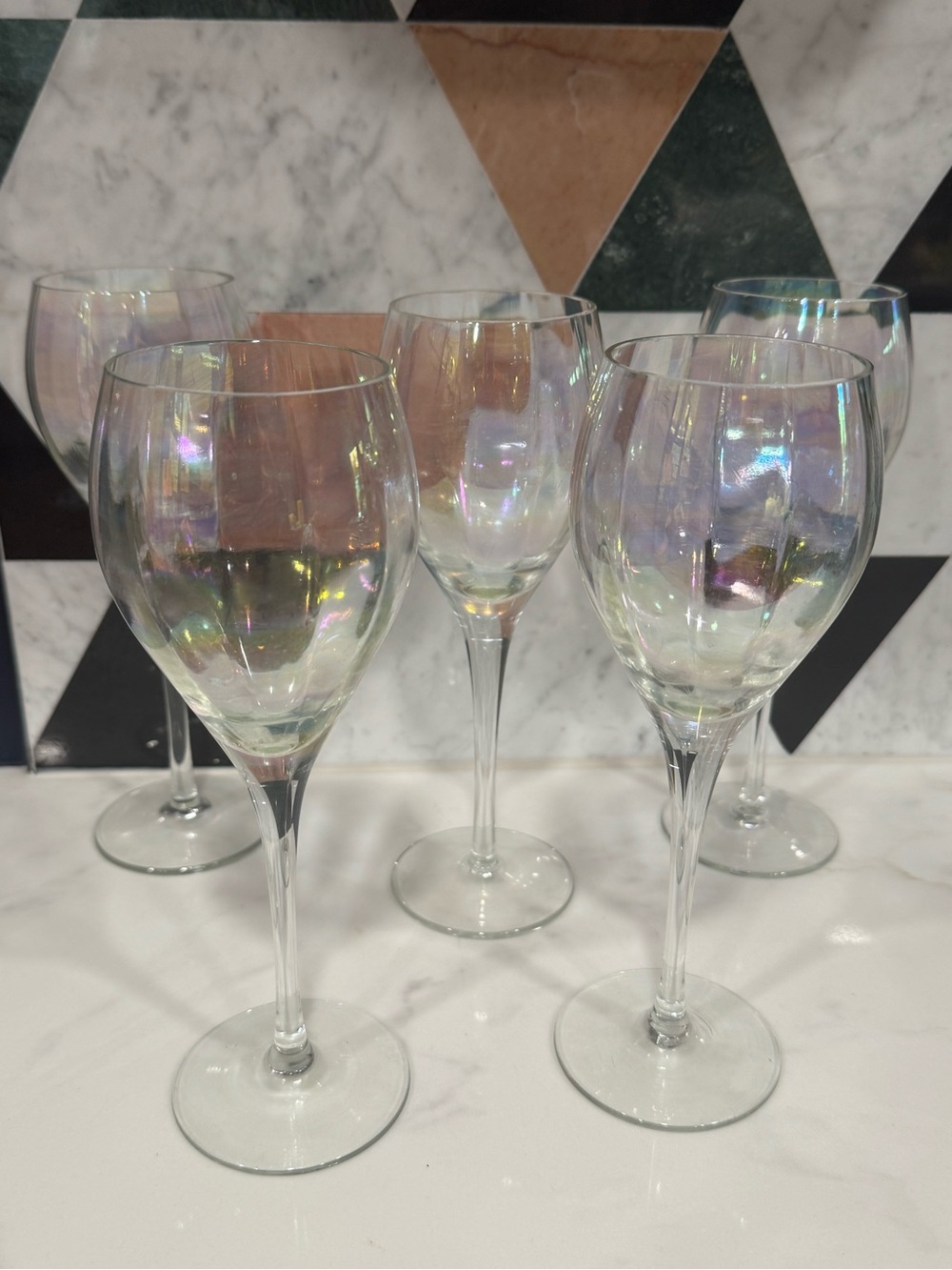 Vintage Toscany Iridescent Wine Glasses - Set of 5